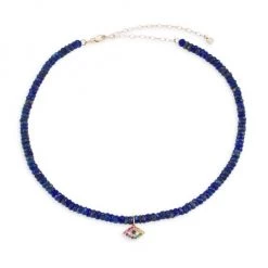 Sydney Evan 14K Gold & Multi-Color Stone Large Evil Wheel Choker Necklace