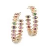 Sydney Evan 14K Yellow Gold & Rainbow Stone Medium Evil Eye Hoops