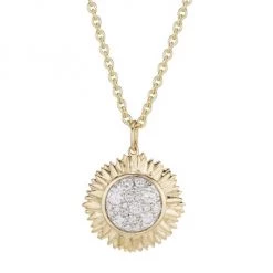 Sydney Evan 14K Yellow Gold & Diamond Large Sunflower Pendant Necklace