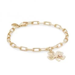 Sydney Evan 14K Yellow Gold, Diamond & Ruby Lucky Clover Charm Bracelet