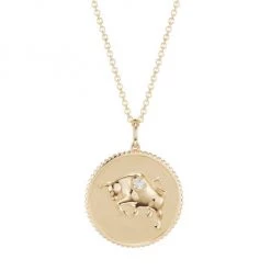 Sydney Evan 14K Yellow Gold & Diamond Large Taurus Medallion Pendant Necklace