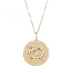 Sydney Evan 14K Yellow Gold & Diamond Large Pisces Medallion Pendant Necklace