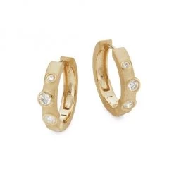 Sydney Evan 14K Gold & Bezel Diamonds Anniversary Huggies
