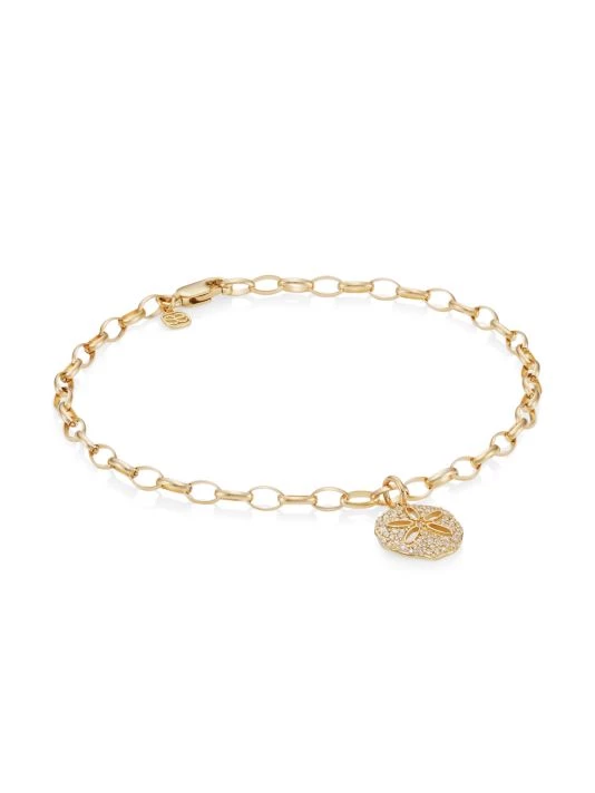 Sydney Evan 14K Yellow Gold & Diamond Sand Dollar Charm Bracelet 3 Sydney Evan 14K Yellow Gold & Diamond Sand Dollar Charm Bracelet