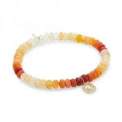 Sydney Evan 14K Yellow Gold, Fire Opal & Diamond Evil Eye Charm Bracelet