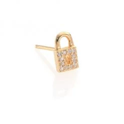 Sydney Evan Diamond & 14K Yellow Gold Lock Single Stud Earring