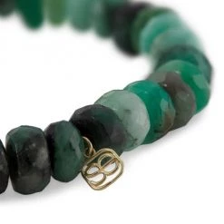 Sydney Evan 14K Gold, Emerald Bead & Diamond Rondelle Stretch Bracelet<br> -Sydney Evan Online Shop unnamed file 244