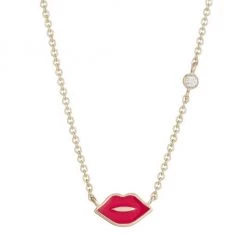 Sydney Evan 14K Yellow Gold & Diamond Lip Pendant Necklace