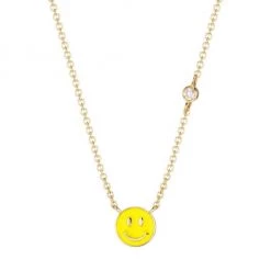 Sydney Evan 14K Yellow Gold, Diamond & Enamel Smiley Face Pendant Necklace