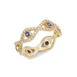 Sydney Evan 14K Yellow Gold, Diamond & Sapphire Evil Eye Ring