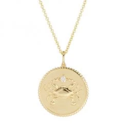 Sydney Evan 14K Yellow Gold & Diamond Large Cancer Medallion Pendant Necklace