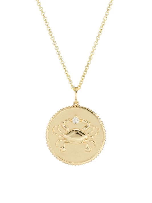 Sydney Evan 14K Yellow Gold & Diamond Large Cancer Medallion Pendant Necklace 3 Sydney Evan 14K Yellow Gold & Diamond Large Cancer Medallion Pendant Necklace