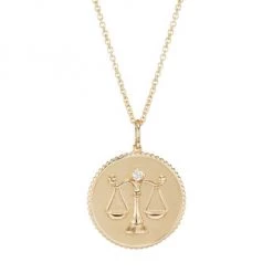 Sydney Evan 14K Yellow Gold & Diamond Large Libra Medallion Pendant Necklace