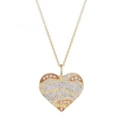 Sydney Evan Tri-Tone 14K Yellow Gold, 14K White Gold, 14K Rose Gold & Diamond Heart Charm Necklace