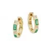 Sydney Evan 14K Yellow Gold, Diamond, & Emerald Huggie Hoop Earrings