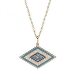 Sydney Evan 14K Yellow Gold, Diamond & Sapphire Large Groovy Evil Eye Pendant Necklace
