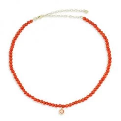 Sydney Evan 14K Yellow Gold, Red Bamboo Coral & Diamond Choker