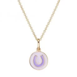 Sydney Evan 14K Yellow Gold & Enamel Horseshoe Pendant Necklace