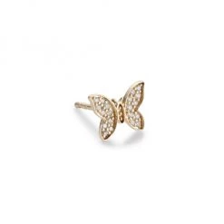 Sydney Evan 14K Yellow Gold & Diamond Tiny Butterfly Single Stud Earring