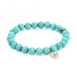 Sydney Evan Evil Eye Horseshoe 14K Yellow Gold, Diamond & Turquoise Charm