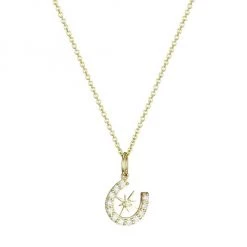 Sydney Evan 14K Yellow Gold & Diamond Horshoe Starburst Charm Necklace