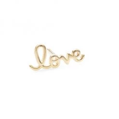 Sydney Evan 14K Yellow Gold Love Script Single Stud Earring