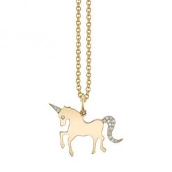 Sydney Evan 14K Yellow Gold & Diamond Unicorn Pendant Necklace