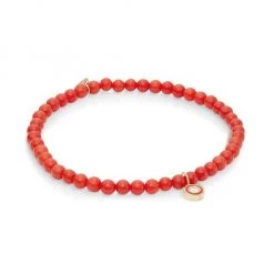 Sydney Evan Single Stone Enamel Coral Bracelet