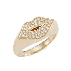 Sydney Evan Lips 14K Yellow Gold & Diamond Pinky Ring