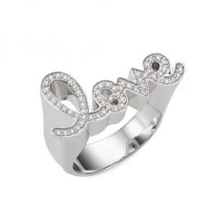 Sydney Evan 14K White Gold & Diamond Love Block Ring