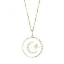 Sydney Evan Medium Diamond, 14K Yellow Gold & Enamel Scalloped Celestial Medallion Necklace