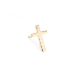 Sydney Evan 14K Yellow Gold Tiny Pure Cross Single Stud Earring