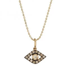Sydney Evan Evil Eye 14K Yellow & Black Gold, Diamond & Brown Diamond Necklace