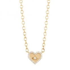 Sydney Evan 14K Yellow Gold & Diamond Small Evil-Eye Heart Pendant Necklace