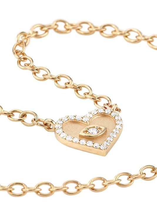 Sydney Evan 14K Yellow Gold & Diamond Small Evil-Eye Heart Pendant Necklace 6 Sydney Evan 14K Yellow Gold & Diamond Small Evil-Eye Heart Pendant Necklace - Image 4