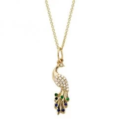 Sydney Evan 14K Yellow Gold & Multi-Gemstone Peacock Pendant Necklace