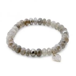 Sydney Evan 14K Yellow Gold, Moonstone & Diamond Heart-Charm Bracelet