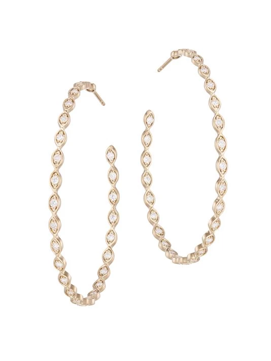 Sydney Evan 14K Yellow Gold & Diamond Large Evil-Eye Hoop Earrings 3 Sydney Evan 14K Yellow Gold & Diamond Large Evil-Eye Hoop Earrings