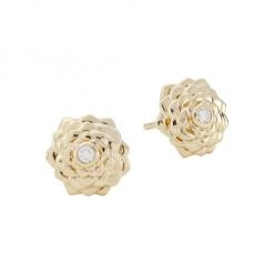 Sydney Evan 14K Yellow Gold & Diamond Camellia Stud Earrings