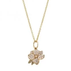 Sydney Evan 14K Yellow Gold & Diamond Small Magnolia Pendant Necklace