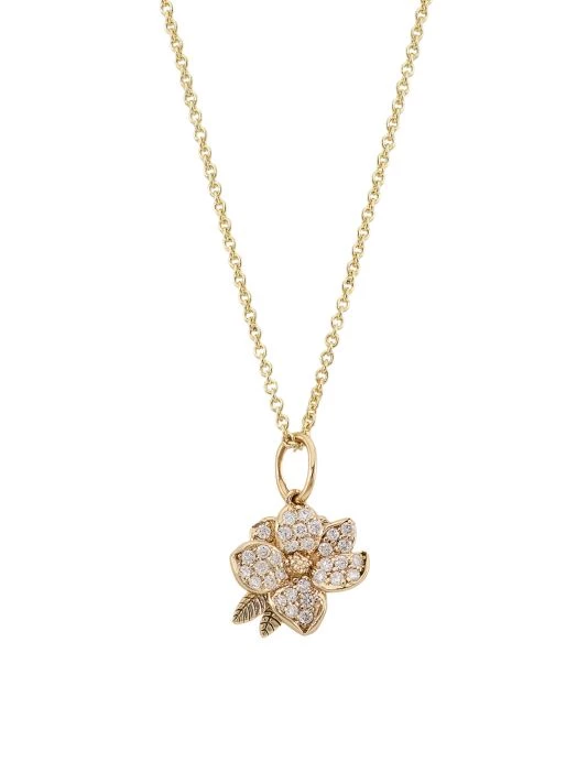 Sydney Evan 14K Yellow Gold & Diamond Small Magnolia Pendant Necklace 3 Sydney Evan 14K Yellow Gold & Diamond Small Magnolia Pendant Necklace
