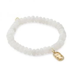 Sydney Evan 14K Yellow Gold, Rainbow Moonstone, & Diamond Hamsa-Charm Bracelet