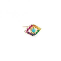 Sydney Evan 14K Yellow Gold & Multi-Stone Evil Eye Stud Earrings