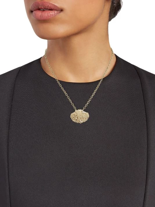 Sydney Evan 14K Yellow Gold, Diamond, & 2-3MM Pearl Clamshell Pendant Necklace 4 Sydney Evan 14K Yellow Gold, Diamond, & 2-3MM Pearl Clamshell Pendant Necklace - Image 2