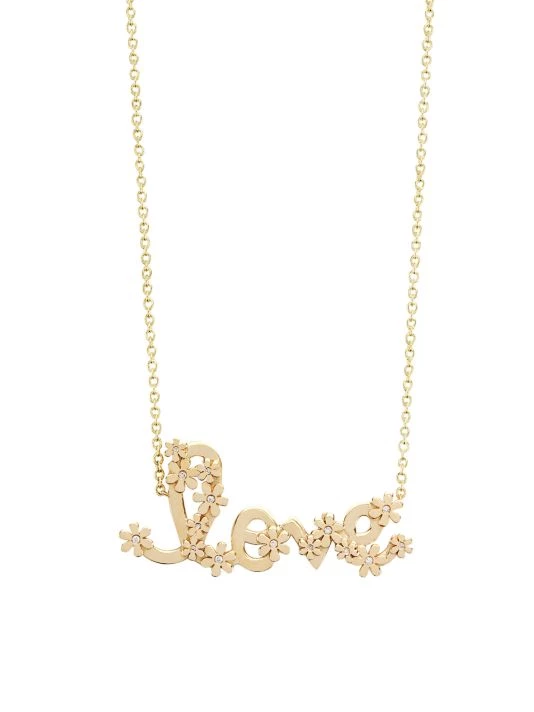 Sydney Evan 14K Yellow Gold & Diamond "Love" Pendant Necklace 3 Sydney Evan 14K Yellow Gold & Diamond "Love" Pendant Necklace