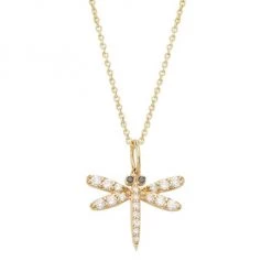 Sydney Evan 14K Yellow Gold & Diamond Dragonfly Pendant Necklace