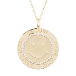 Sydney Evan 14K Yellow Gold & Diamond Happy-Face-Coin Pendant Necklace