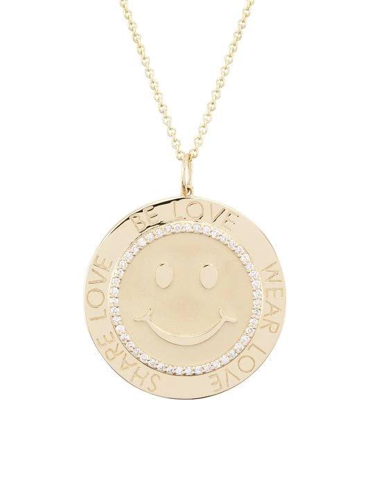Sydney Evan 14K Yellow Gold & Diamond Happy-Face-Coin Pendant Necklace 3 Sydney Evan 14K Yellow Gold & Diamond Happy-Face-Coin Pendant Necklace
