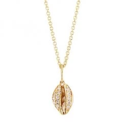 Sydney Evan 14K Yellow Gold & Diamond Small Cowrie-Shell Pendant Necklace