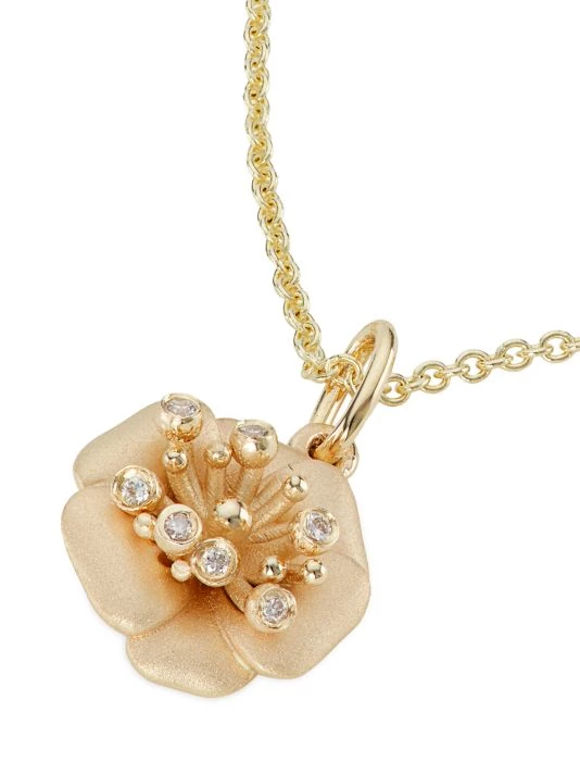 Sydney Evan 14K Yellow Gold & Diamond Peony Pendant Necklace 6 Sydney Evan 14K Yellow Gold & Diamond Peony Pendant Necklace - Image 4